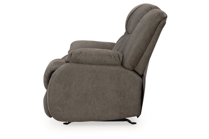 First Base Gunmetal Reclining Sofa, Loveseat and Recliner -  Ashley - Luna Furniture
