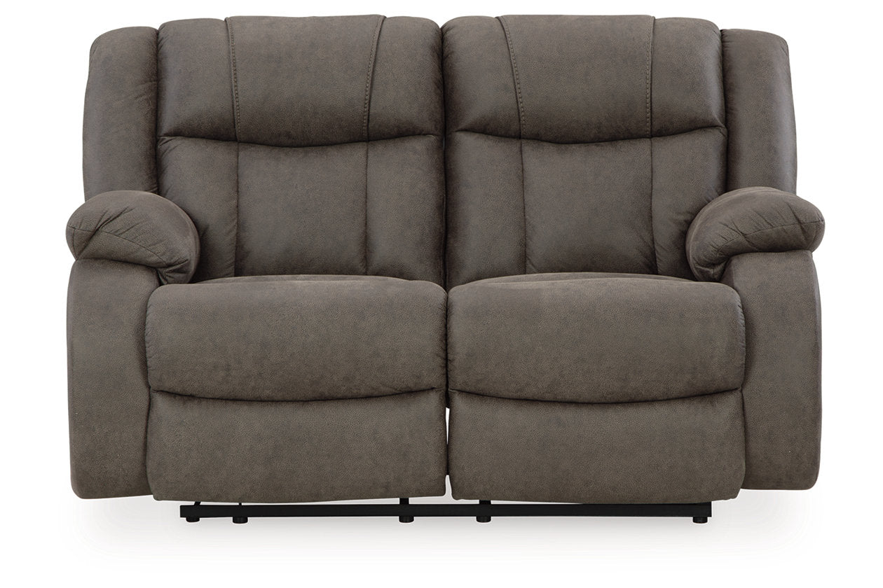 First Base Gunmetal Reclining Sofa, Loveseat and Recliner -  Ashley - Luna Furniture