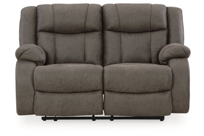 First Base Gunmetal Reclining Sofa, Loveseat and Recliner -  Ashley - Luna Furniture