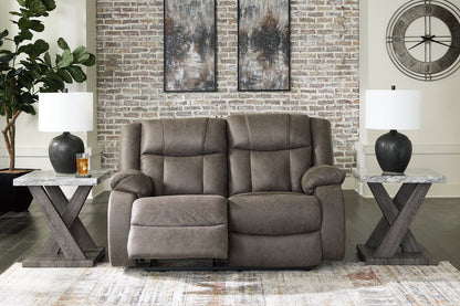 First Base Gunmetal Reclining Sofa, Loveseat and Recliner -  Ashley - Luna Furniture