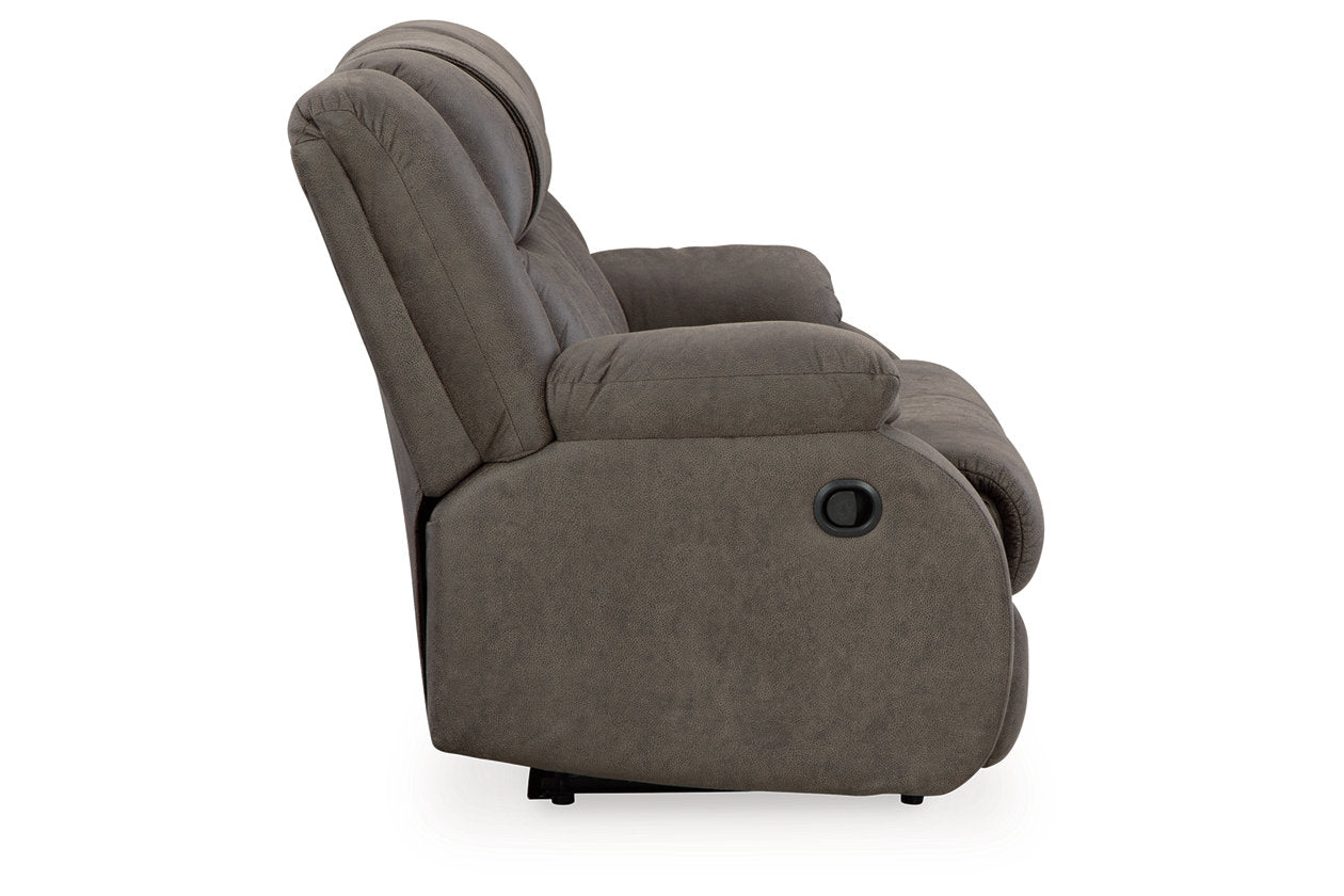 First Base Gunmetal Reclining Sofa, Loveseat and Recliner -  Ashley - Luna Furniture