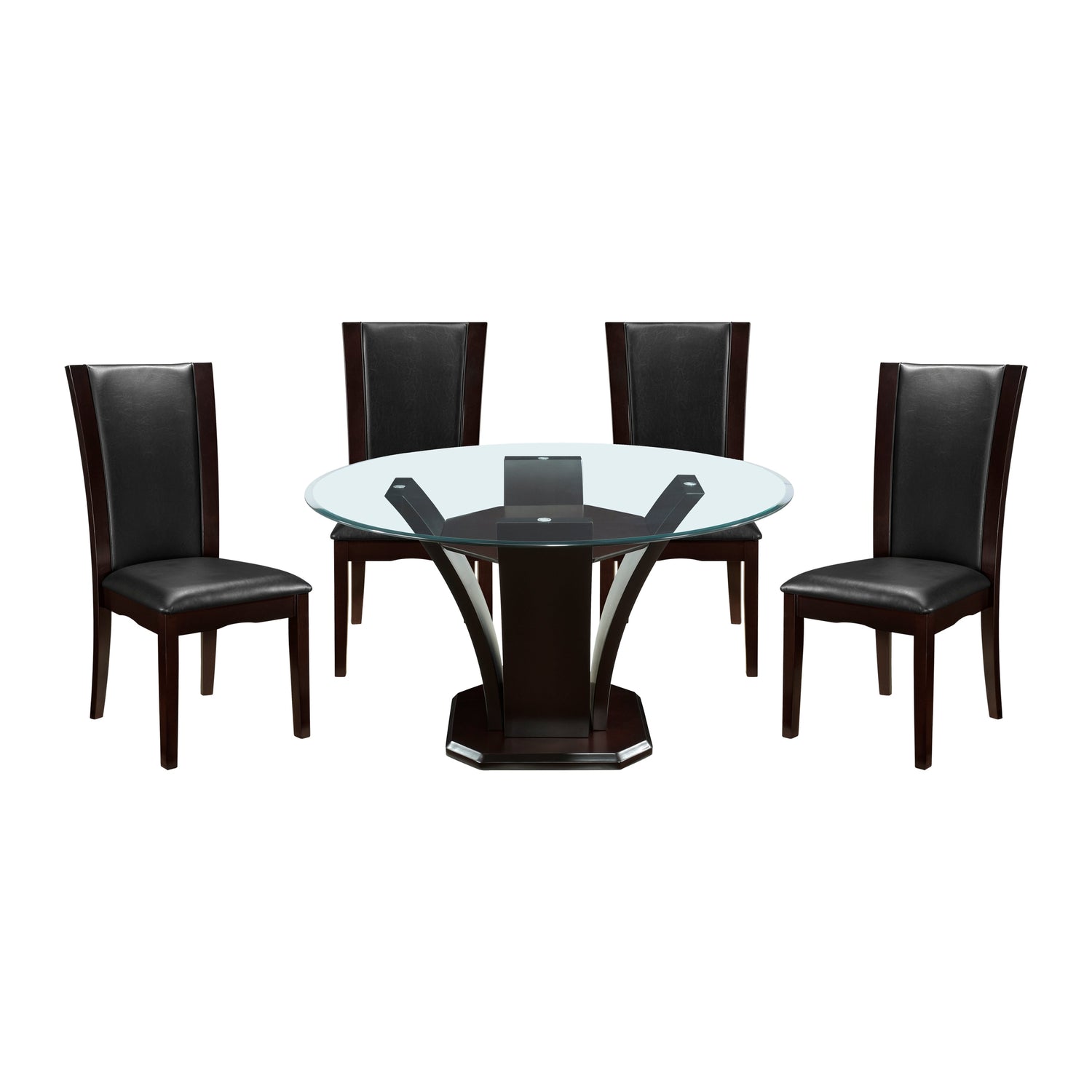 Daisy Espresso/Dark Brown 5-Piece 48" Glass-Top Round Dining Room Set from Homelegance - Luna Furniture