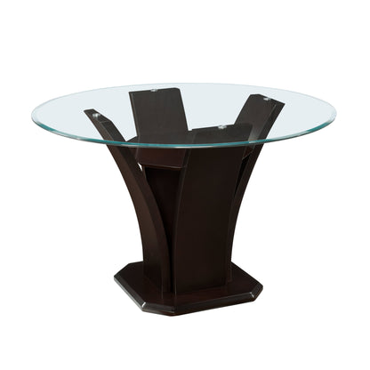 Daisy Espresso/White 5-Piece 48" Glass-Top Round Dining Room Set from Homelegance - Luna Furniture
