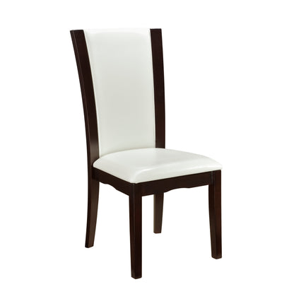 Daisy Espresso/White 5-Piece 48" Glass-Top Round Dining Room Set from Homelegance - Luna Furniture
