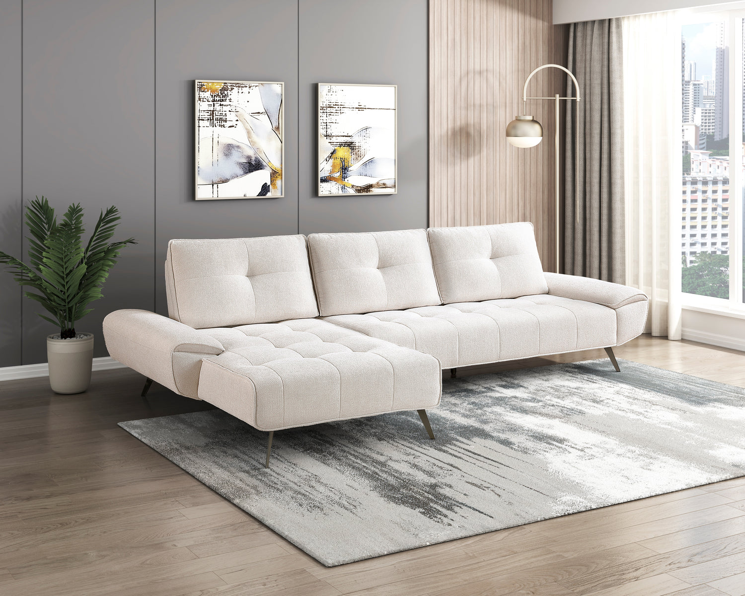 8400BEG*2LC2R (2)2-Piece Sectional with Left Chaise and Dual-position Backs for Adjustable Seat Depth - 8400BEG*2LC2R