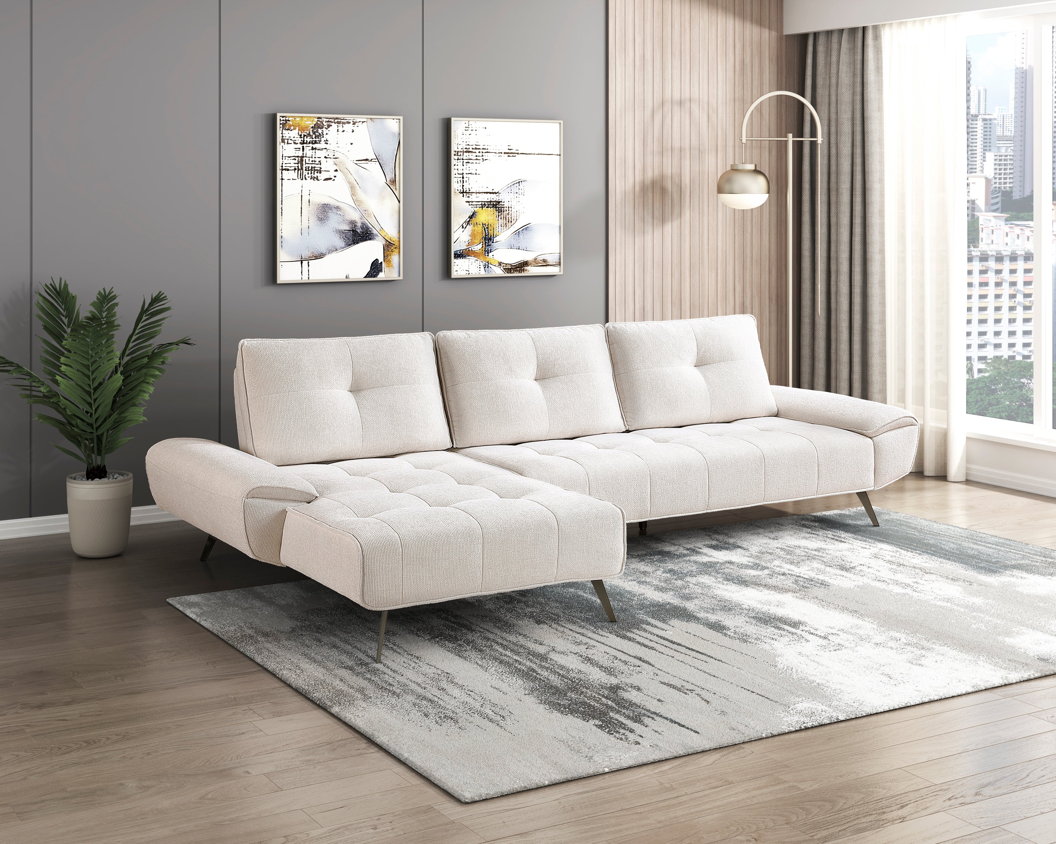 8400BEG*2LC2R (2)2-Piece Sectional with Left Chaise and Dual-position Backs for Adjustable Seat Depth - 8400BEG*2LC2R