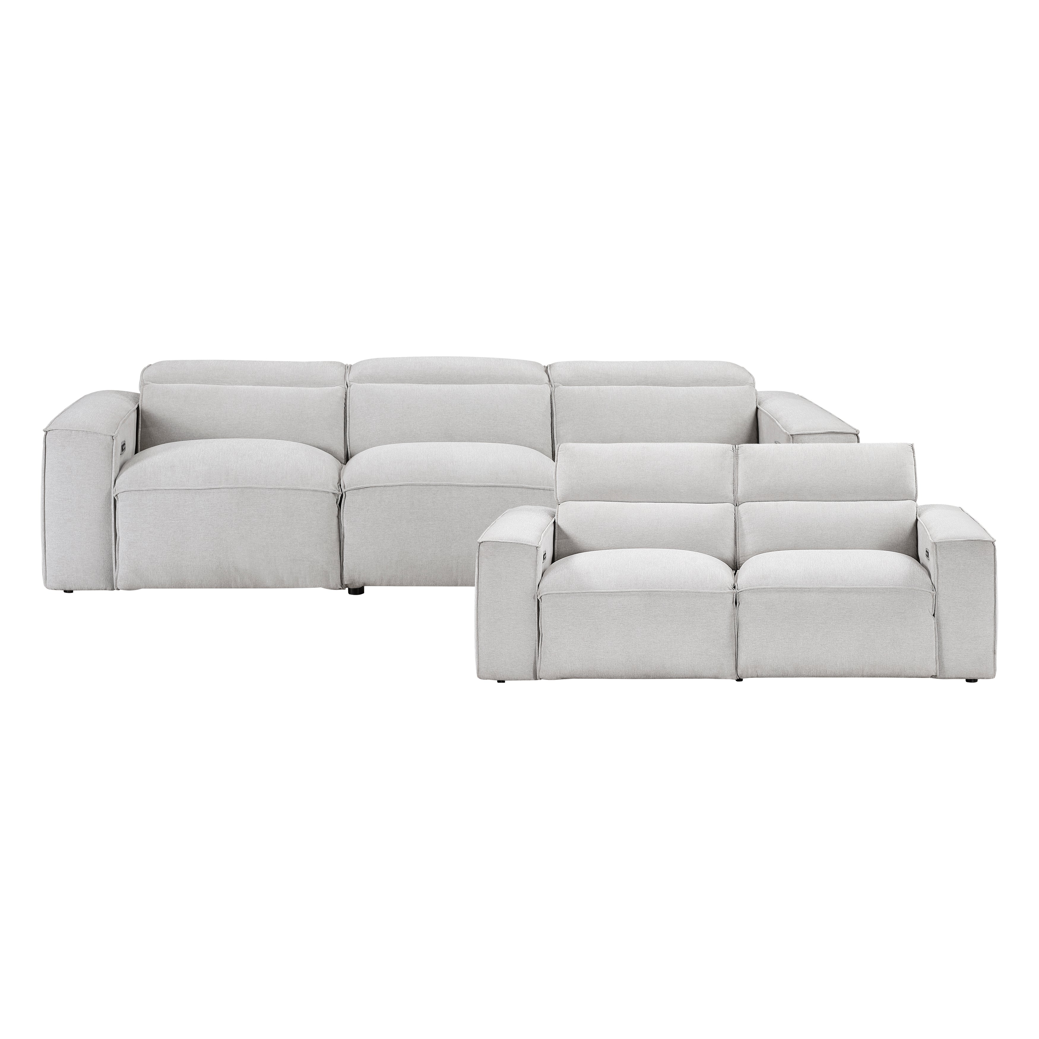 8414GRY*2PWH 2pc Set: Sofa, Love - 8414GRY*2PWH