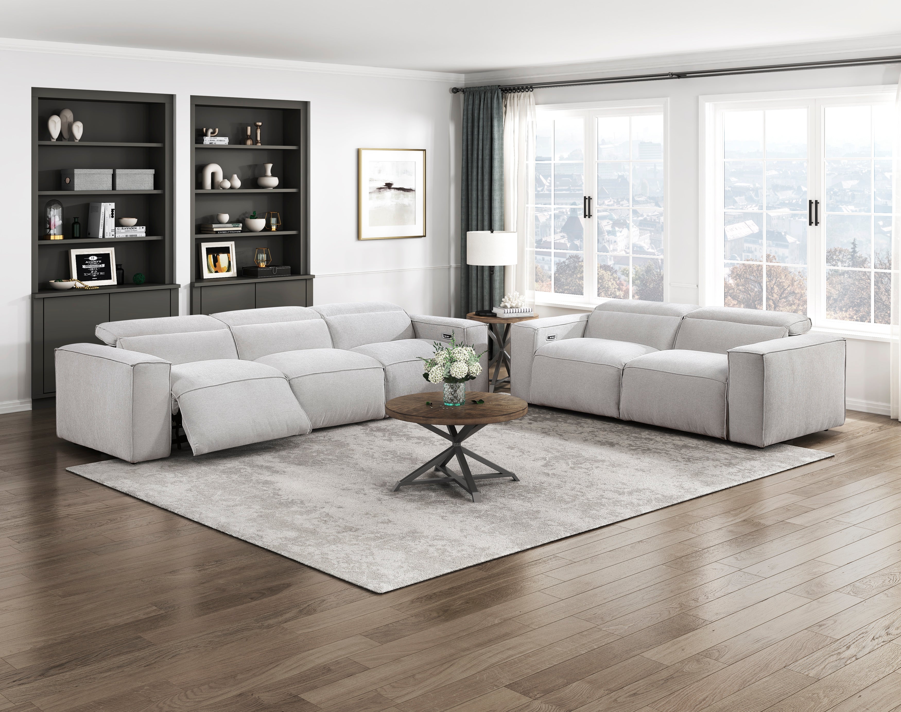 8414GRY-3PWH* (3) Power Double Reclining Sofa with Power Headrests - 8414GRY-3PWH*