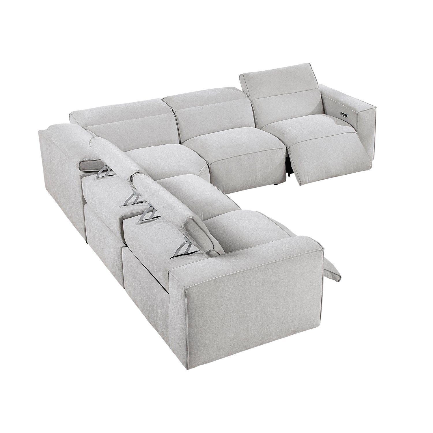 8414GRY-*5LRRRPWH (5)5-Piece Modular Power Reclining Sectional with Power Headrests - 8414GRY-*5LRRRPWH