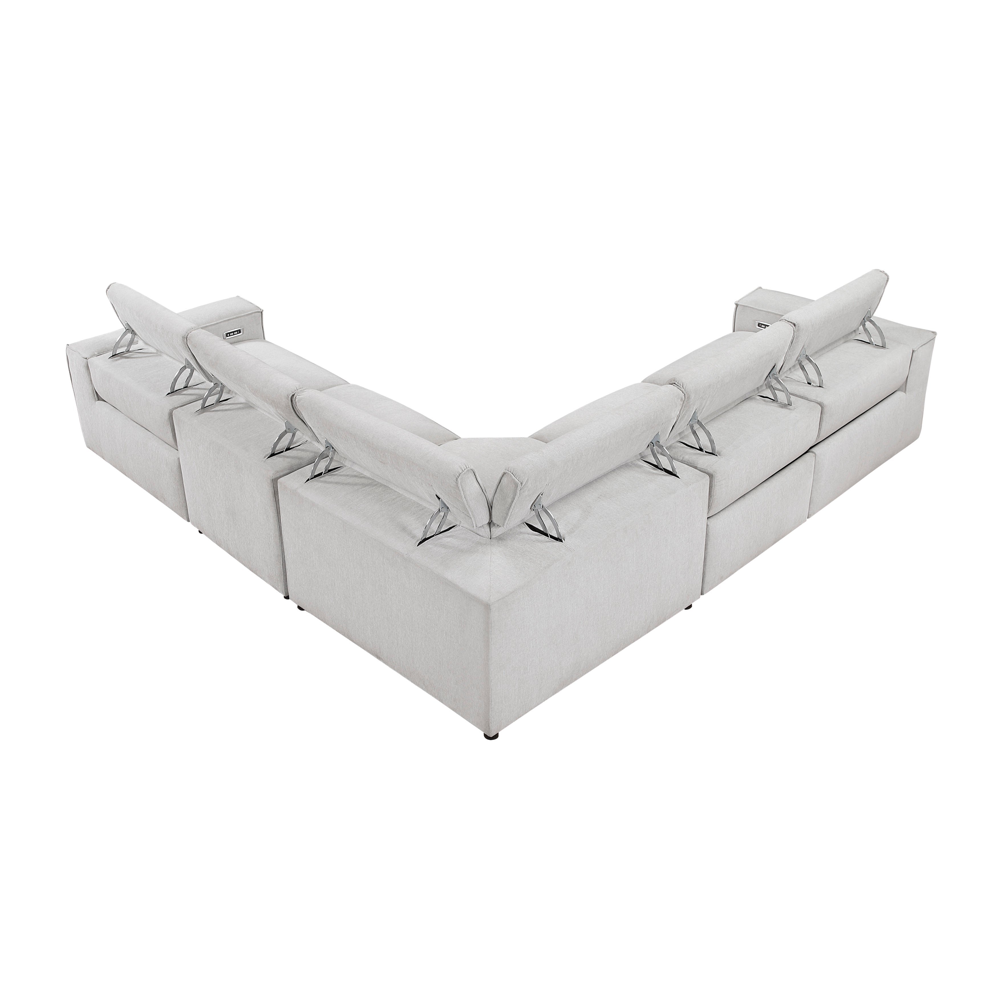 8414GRY-*5LRRRPWH (5)5-Piece Modular Power Reclining Sectional with Power Headrests - 8414GRY-*5LRRRPWH