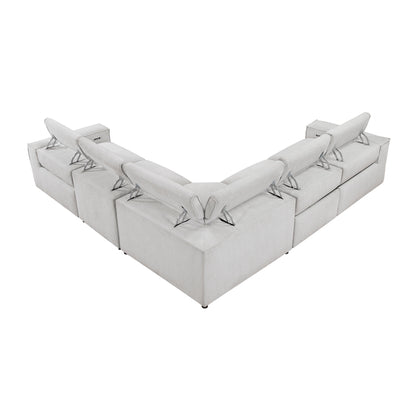 8414GRY-*5LRRRPWH (5)5-Piece Modular Power Reclining Sectional with Power Headrests - 8414GRY-*5LRRRPWH