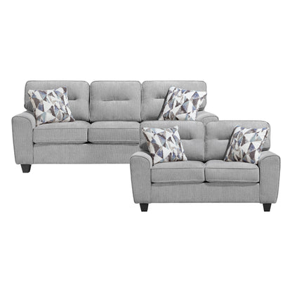 8416GY*2 2pc Set: Sofa, Love - 8416GY*2