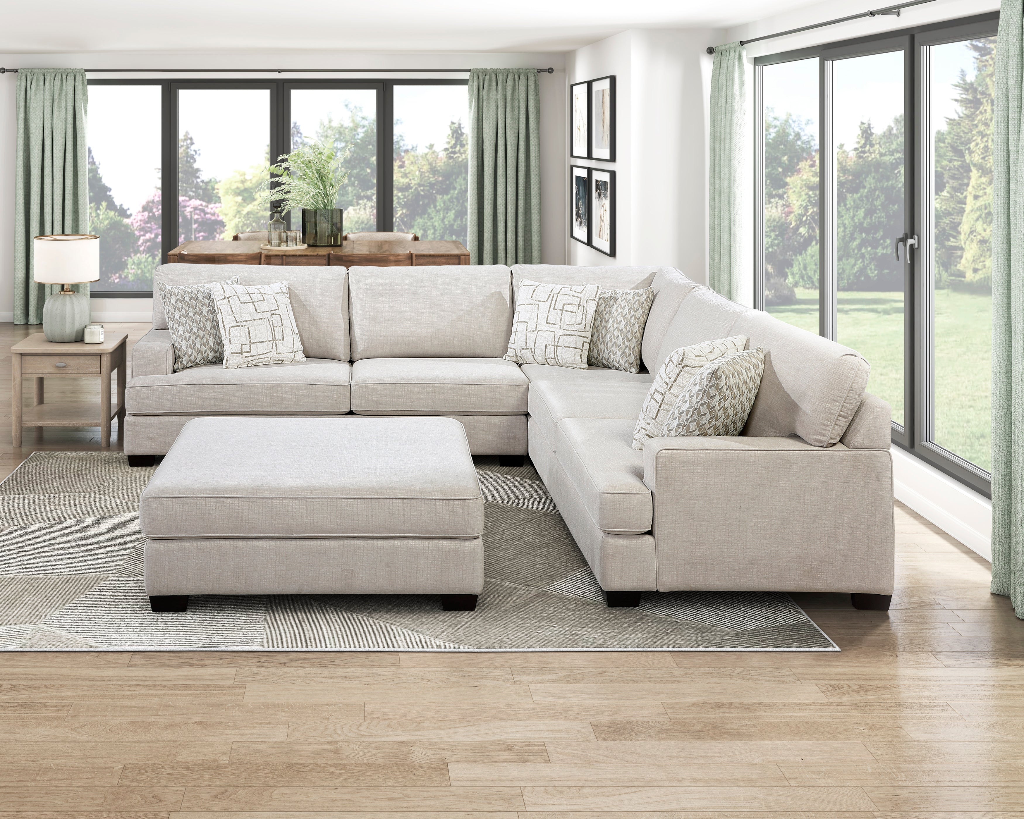 8435BE*42L2R (4)4-Piece Sectional with Ottoman - 8435BE*42L2R