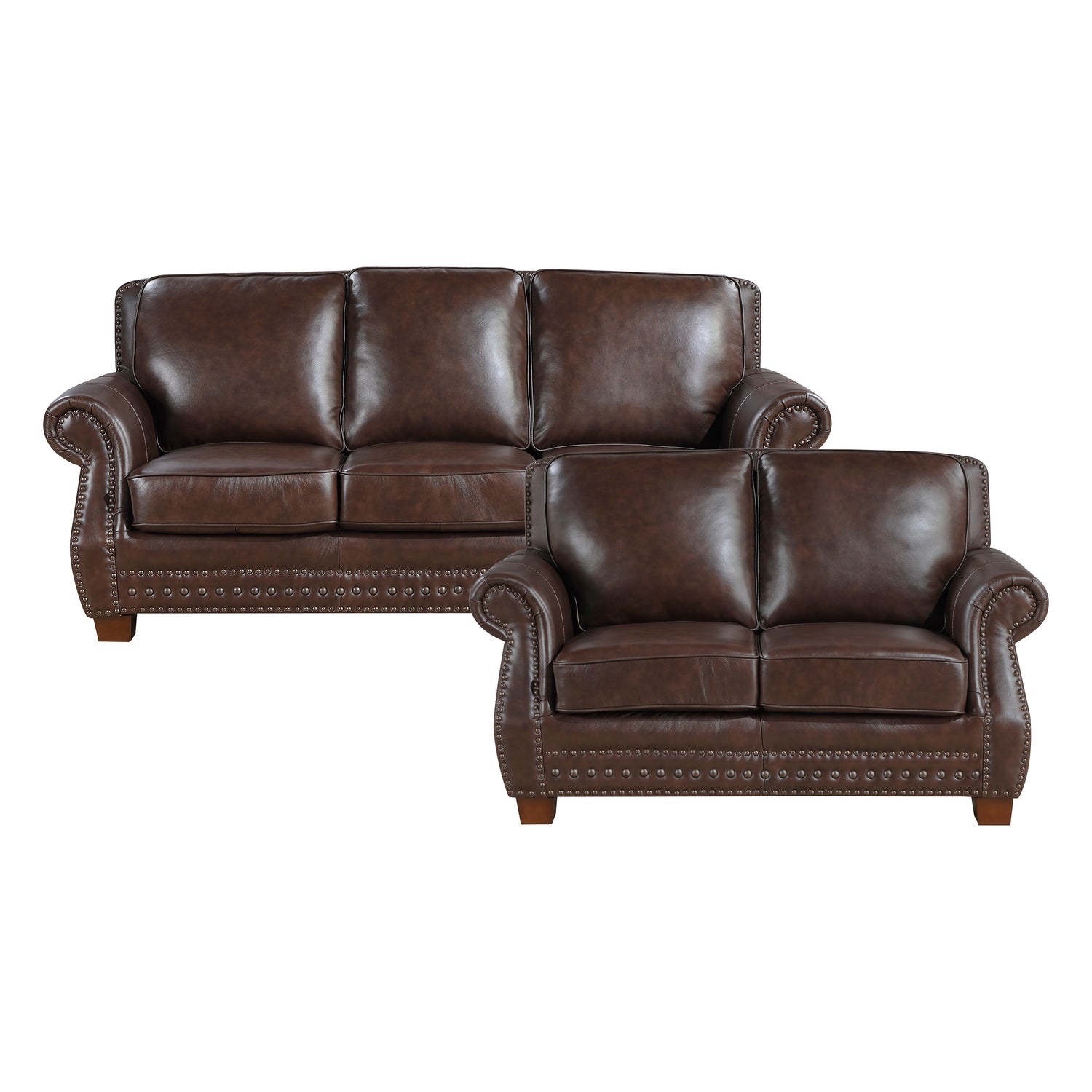 8448BRW*2 2pc Set: Sofa, Love - 8448BRW*2
