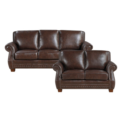 8448BRW*2 2pc Set: Sofa, Love - 8448BRW*2