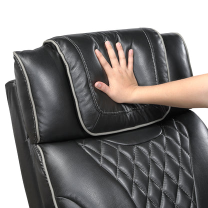 8449BK-1PWHM Power Reclining Chair with Power Headrest, Storage Arms with Cup Holders, Air Massage and Heat, LED Lighting and Charging Ports - 8449BK-1PWHM