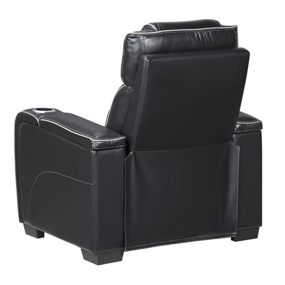 8449BK-1PWHM Power Reclining Chair with Power Headrest, Storage Arms with Cup Holders, Air Massage and Heat, LED Lighting and Charging Ports - 8449BK-1PWHM
