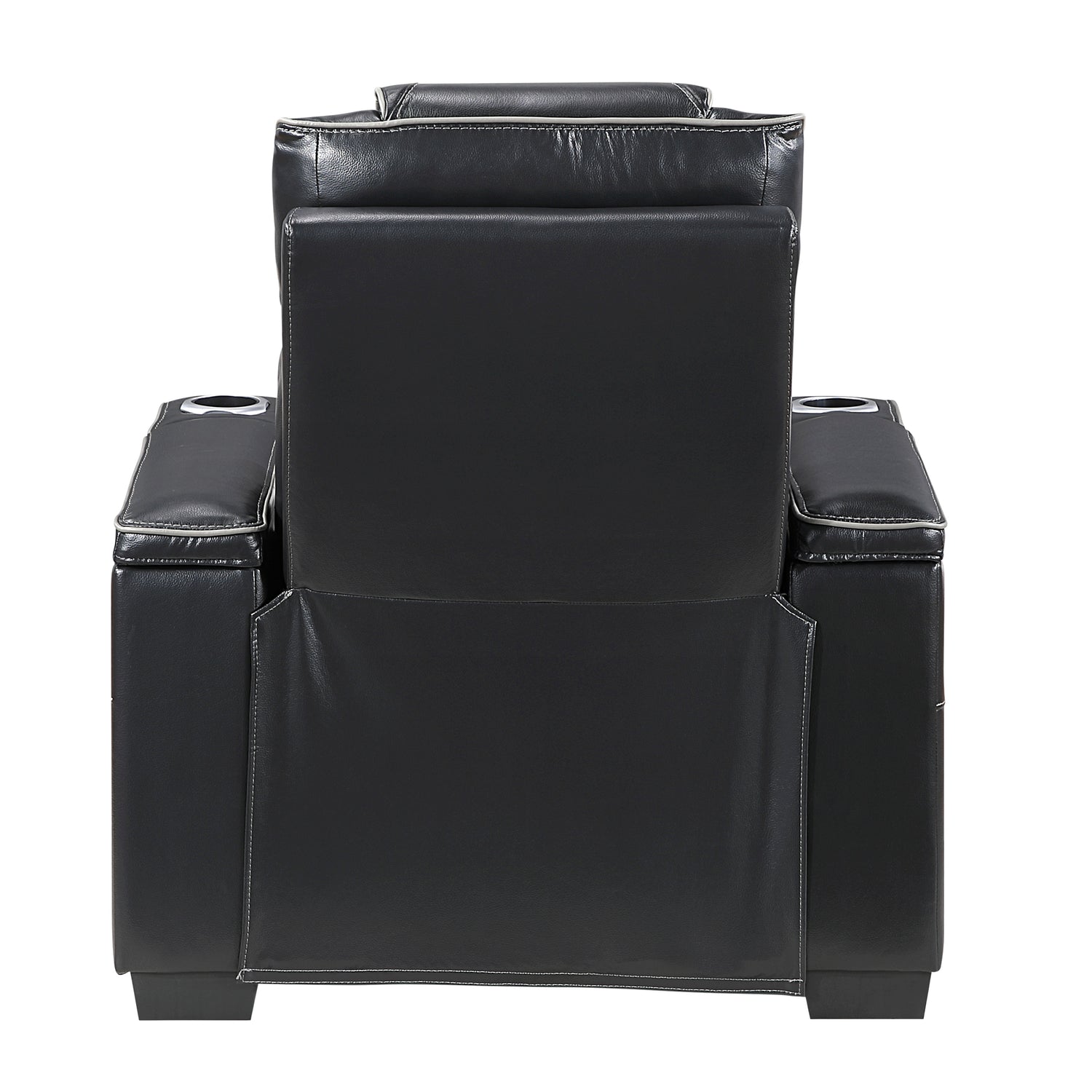 8449BK-1PWHM Power Reclining Chair with Power Headrest, Storage Arms with Cup Holders, Air Massage and Heat, LED Lighting and Charging Ports - 8449BK-1PWHM