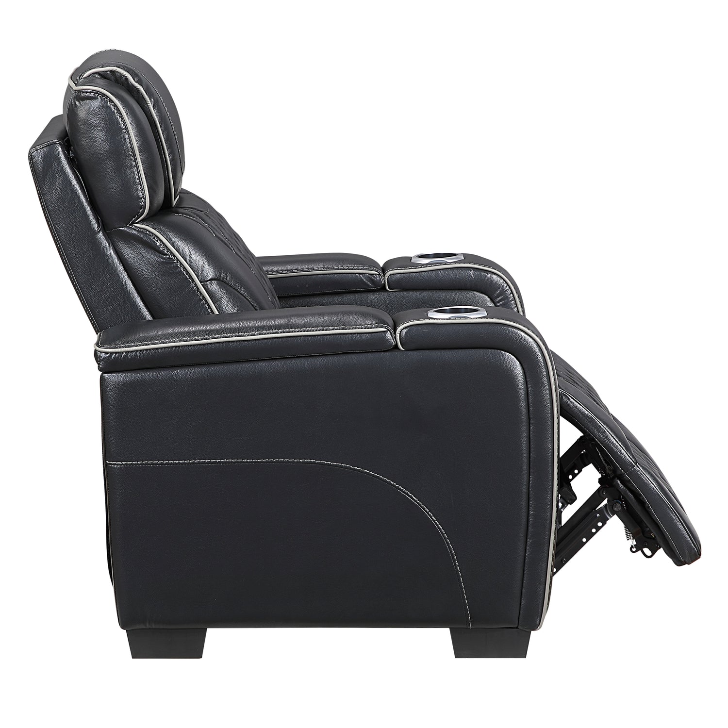 8449BK-1PWHM Power Reclining Chair with Power Headrest, Storage Arms with Cup Holders, Air Massage and Heat, LED Lighting and Charging Ports - 8449BK-1PWHM