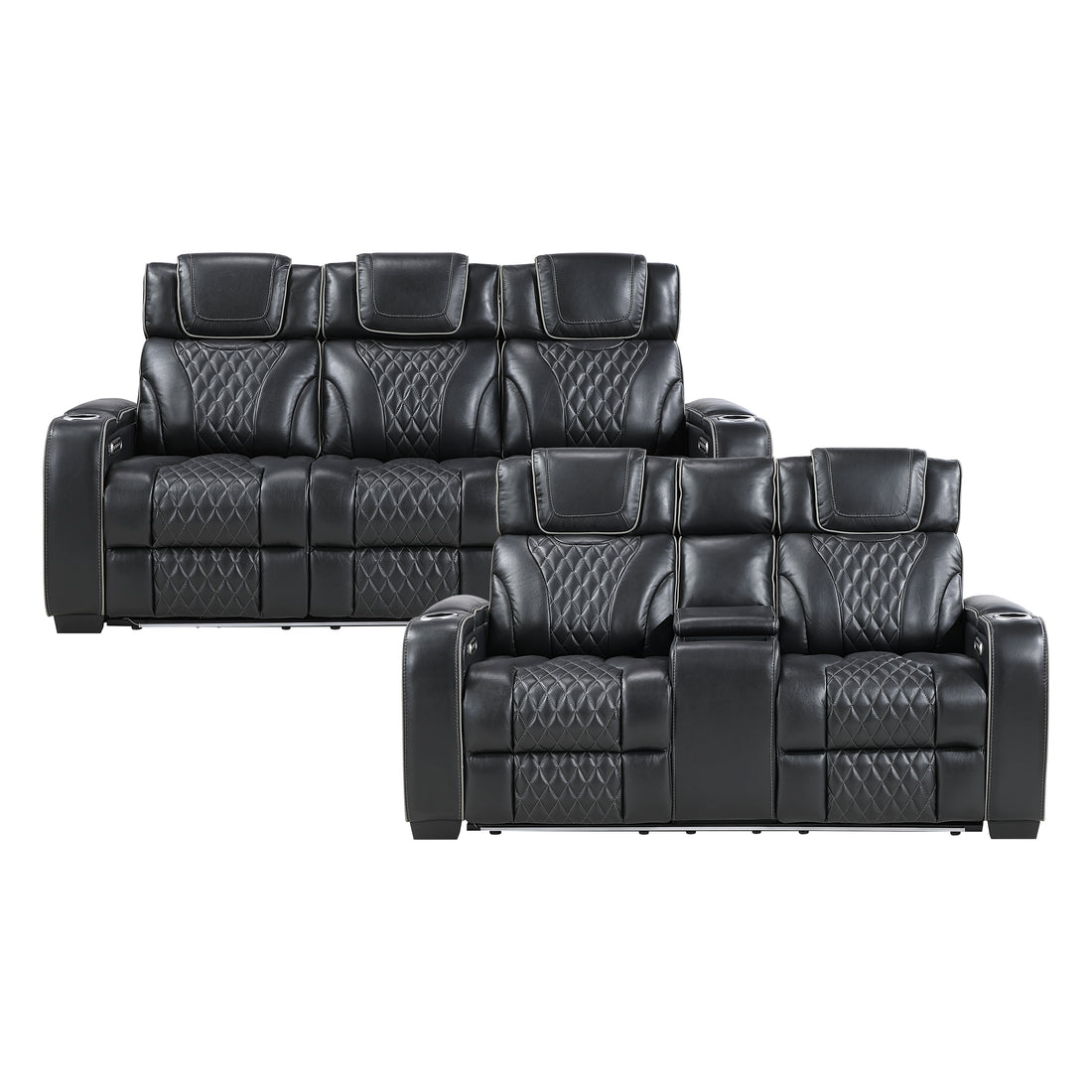 8449BK*2PWHM 2pc Set: Sofa, Love (Power) - 8449BK*2PWHM