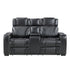 8449BK-2PWHM Power Double Reclining Love Seat with Center Console, Power Headrests, Storage Arms with Cup Holders, Wireless charger, Air Massage and Heat, LED Lighting and Charging Ports - 8449BK-2PWHM
