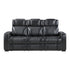 8449BK-3PWHM Power Double Reclining Sofa with Center Drop-Down Cup Holders, Power Headrests, Storage Arms with Cup holders, Reading Lights, Wireless Charger, Air Massage and Heat, LED Lighting and Charging Ports - 8449BK-3PWHM