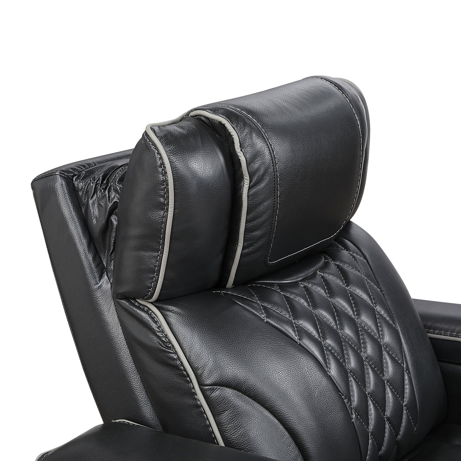 8449BK-3PWHM Power Double Reclining Sofa with Center Drop-Down Cup Holders, Power Headrests, Storage Arms with Cup holders, Reading Lights, Wireless Charger, Air Massage and Heat, LED Lighting and Charging Ports - 8449BK-3PWHM