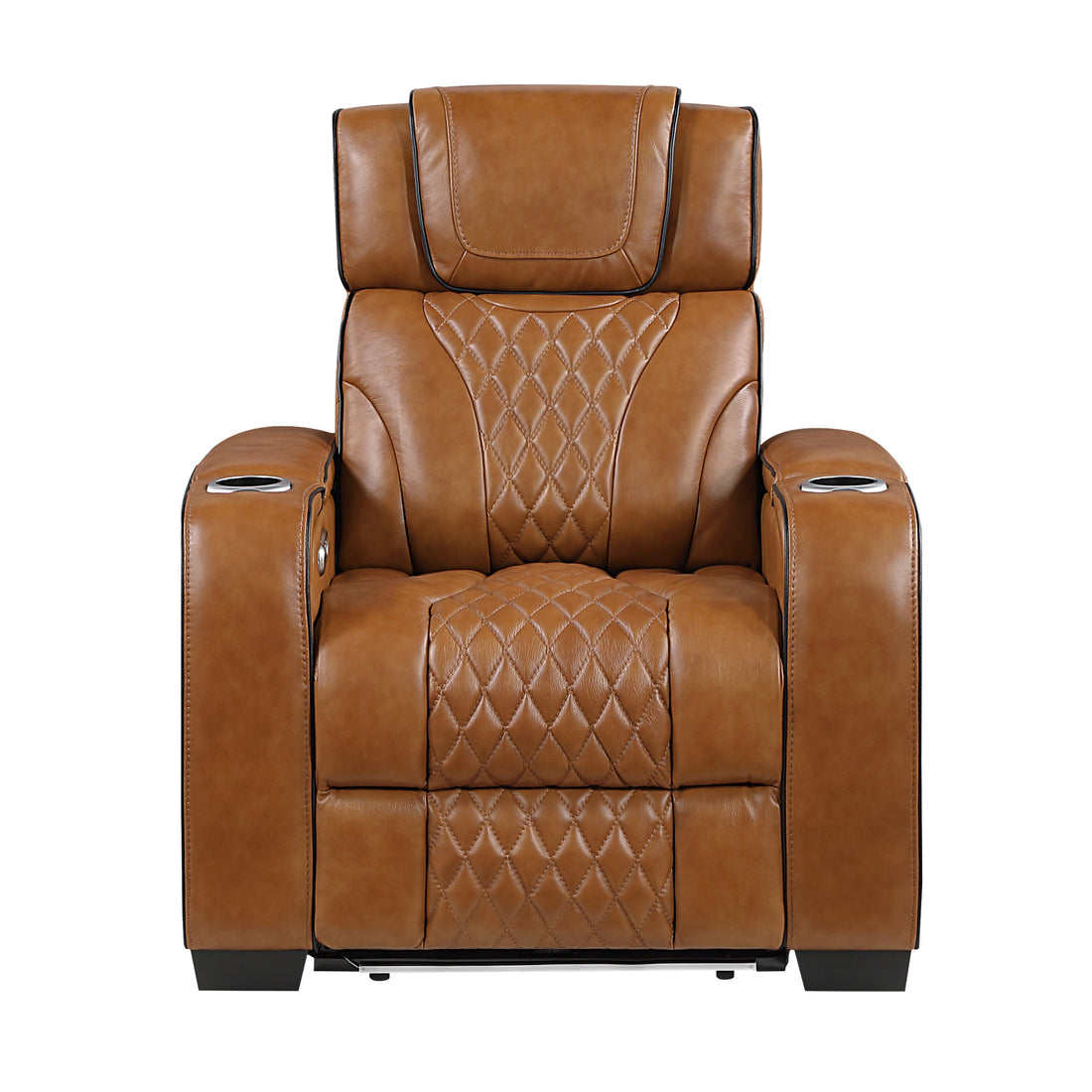 8449BR-1PWHM Power Reclining Chair with Power Headrest, Storage Arms with Cup Holders, Air Massage and Heat, LED Lighting and Charging Ports - 8449BR-1PWHM