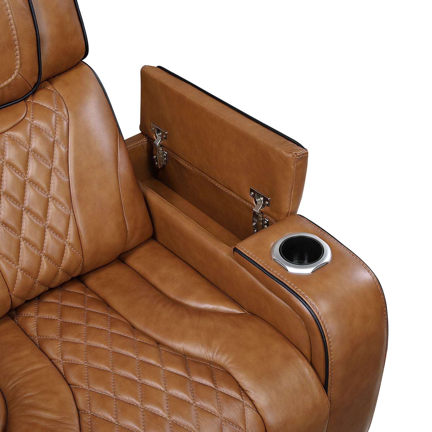 8449BR-1PWHM Power Reclining Chair with Power Headrest, Storage Arms with Cup Holders, Air Massage and Heat, LED Lighting and Charging Ports - 8449BR-1PWHM