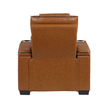 8449BR-1PWHM Power Reclining Chair with Power Headrest, Storage Arms with Cup Holders, Air Massage and Heat, LED Lighting and Charging Ports - 8449BR-1PWHM