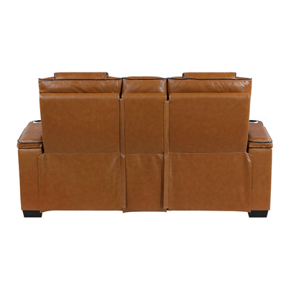 8449BR-2PWHM Power Double Reclining Love Seat with Center Console, Power Headrests, Storage Arms with Cup Holders, Wireless charger, Air Massage and Heat, LED Lighting and Charging Ports - 8449BR-2PWHM
