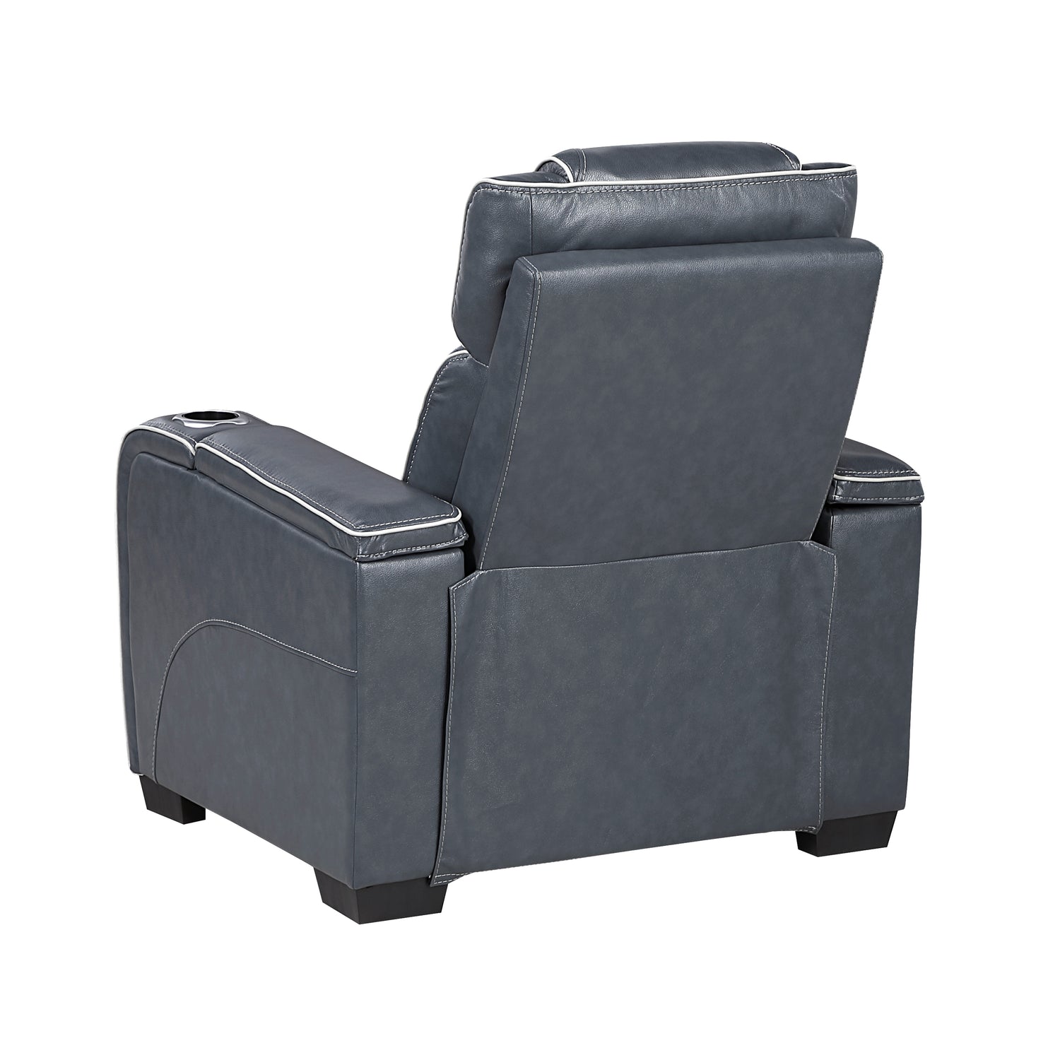 8449BU-1PWHM Power Reclining Chair with Power Headrest, Storage Arms with Cup Holders, Air Massage and Heat, LED Lighting and Charging Ports - 8449BU-1PWHM