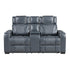 8449BU-2PWHM Power Double Reclining Love Seat with Center Console, Power Headrests, Storage Arms with Cup Holders, Wireless charger, Air Massage and Heat, LED Lighting and Charging Ports - 8449BU-2PWHM