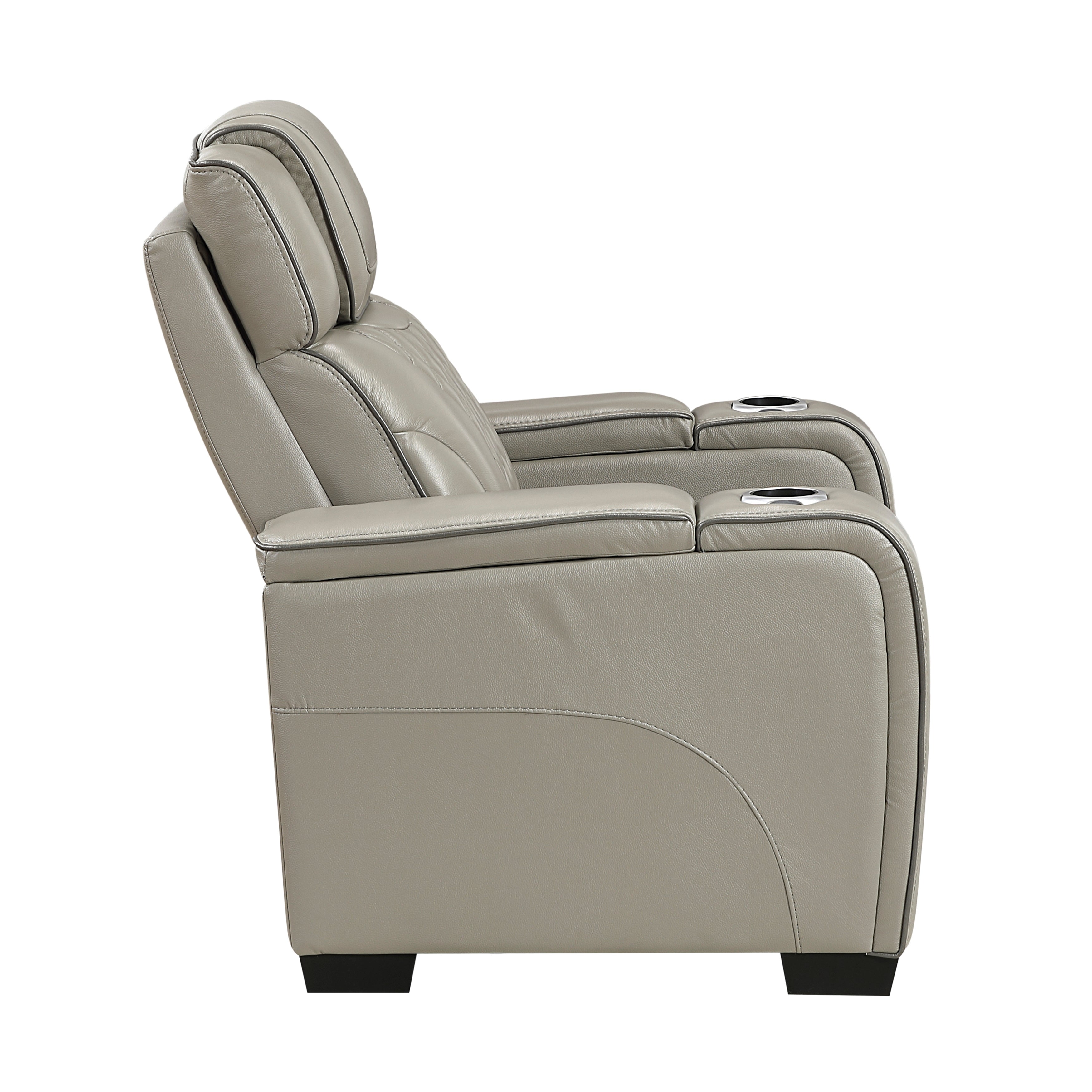 8449GY-1PWHM Power Reclining Chair with Power Headrest, Storage Arms with Cup Holders, Air Massage and Heat, LED Lighting and Charging Ports - 8449GY-1PWHM