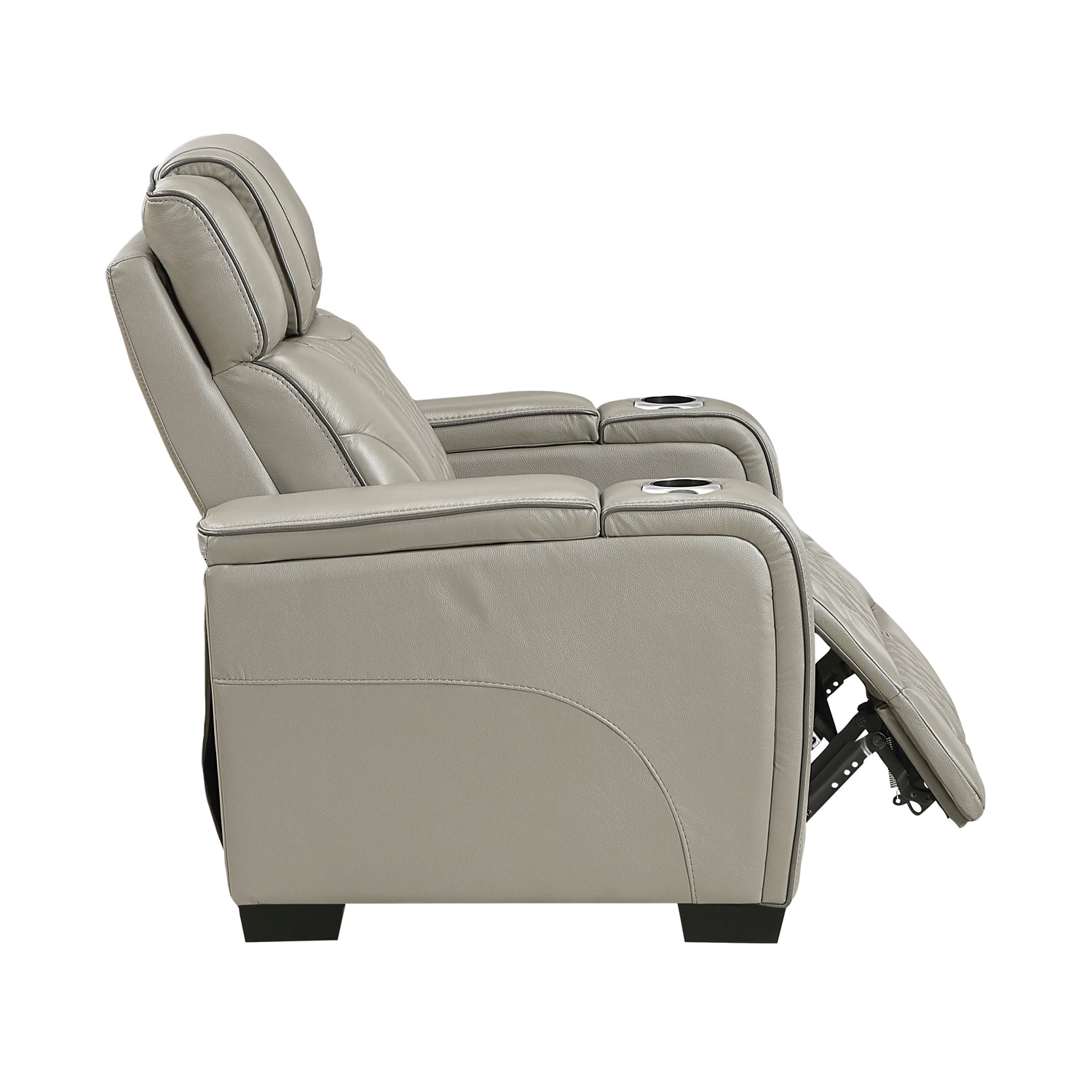 8449GY-1PWHM Power Reclining Chair with Power Headrest, Storage Arms with Cup Holders, Air Massage and Heat, LED Lighting and Charging Ports - 8449GY-1PWHM