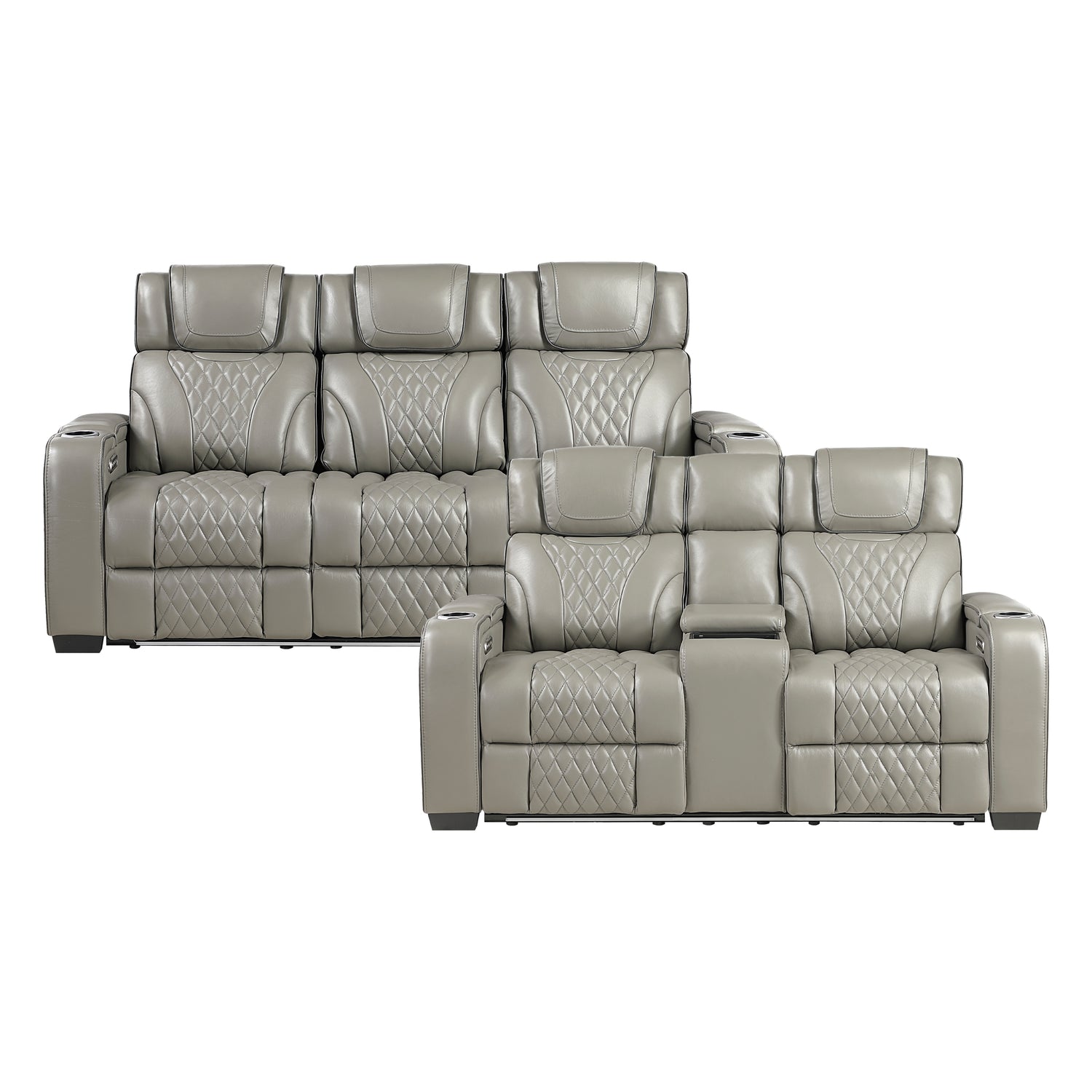 8449GY*2PWHM 2pc Set: Sofa, Love (Power) - 8449GY*2PWHM