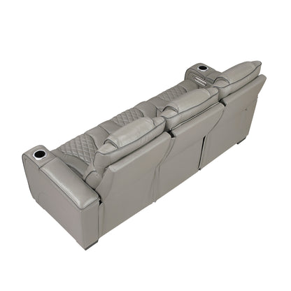 8449GY-3PWHM Power Double Reclining Sofa with Center Drop-Down Cup Holders, Power Headrests, Storage Arms with Cup holders, Reading Lights, Wireless Charger, Air Massage and Heat, LED Lighting and Charging Ports - 8449GY-3PWHM