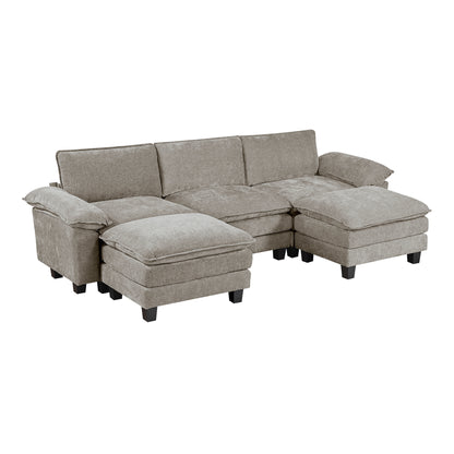 8450PWT*53AC2OT (6)5-Piece Modular Sectional with Ottoman - 8450PWT*53AC2OT
