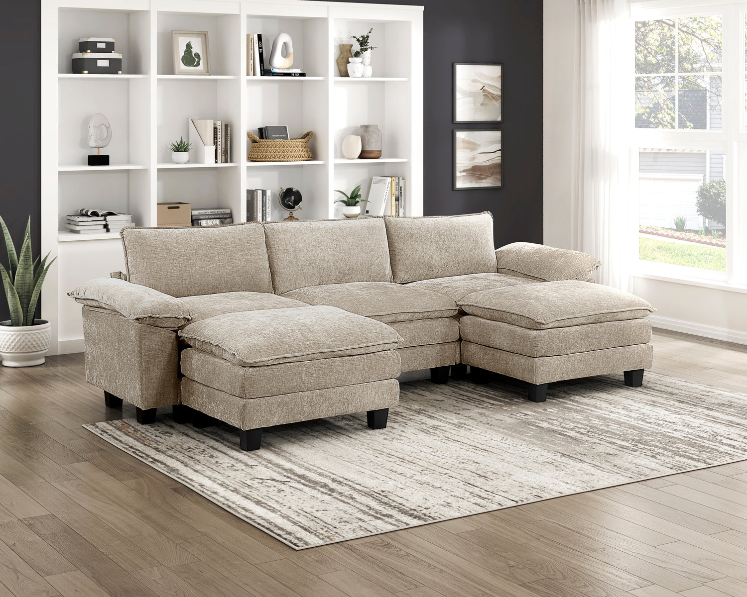 8450TPE*53AC2OT (6)5-Piece Modular Sectional with Ottoman - 8450TPE*53AC2OT