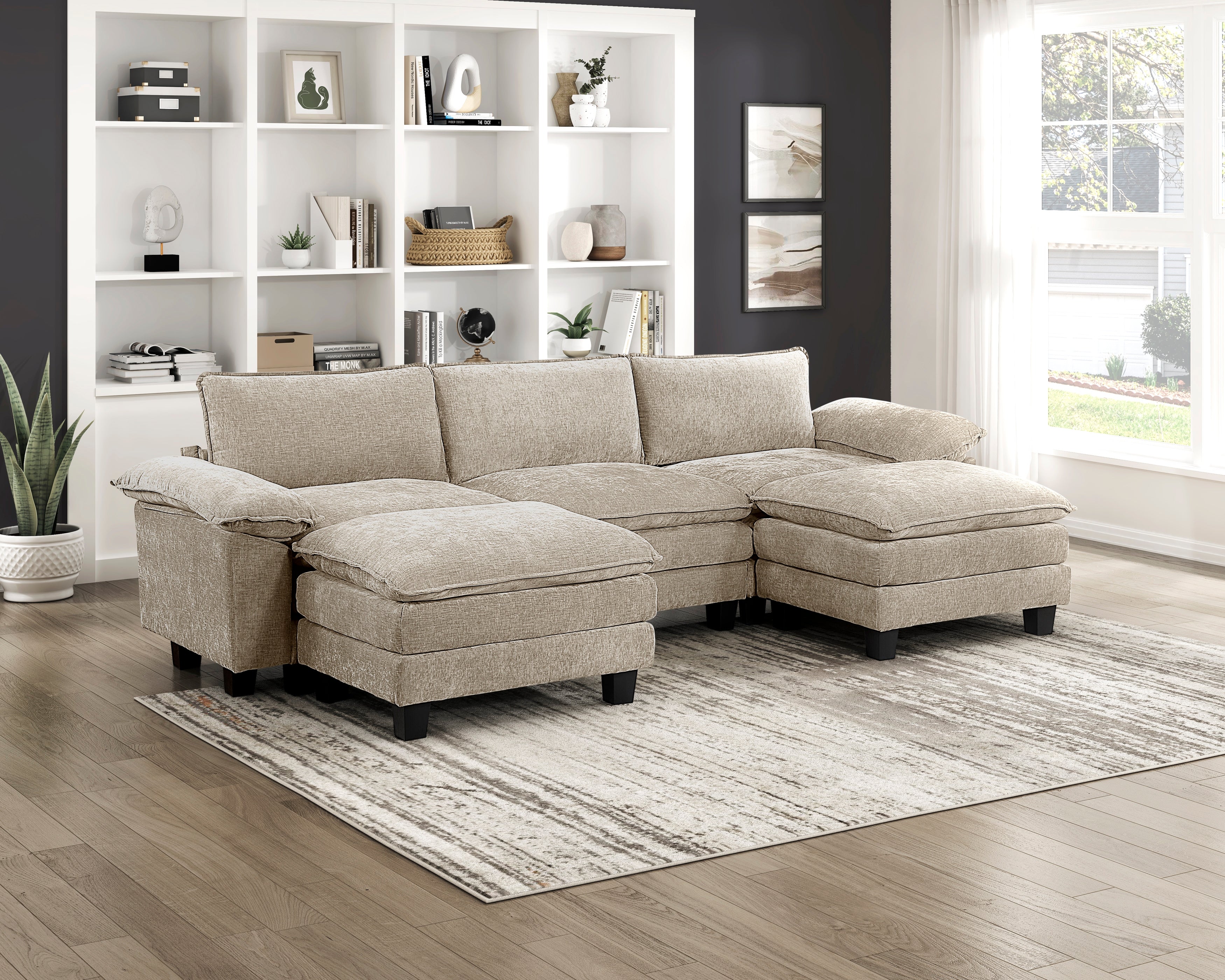 8450TPE*53AC2OT (6)5-Piece Modular Sectional with Ottoman - 8450TPE*53AC2OT