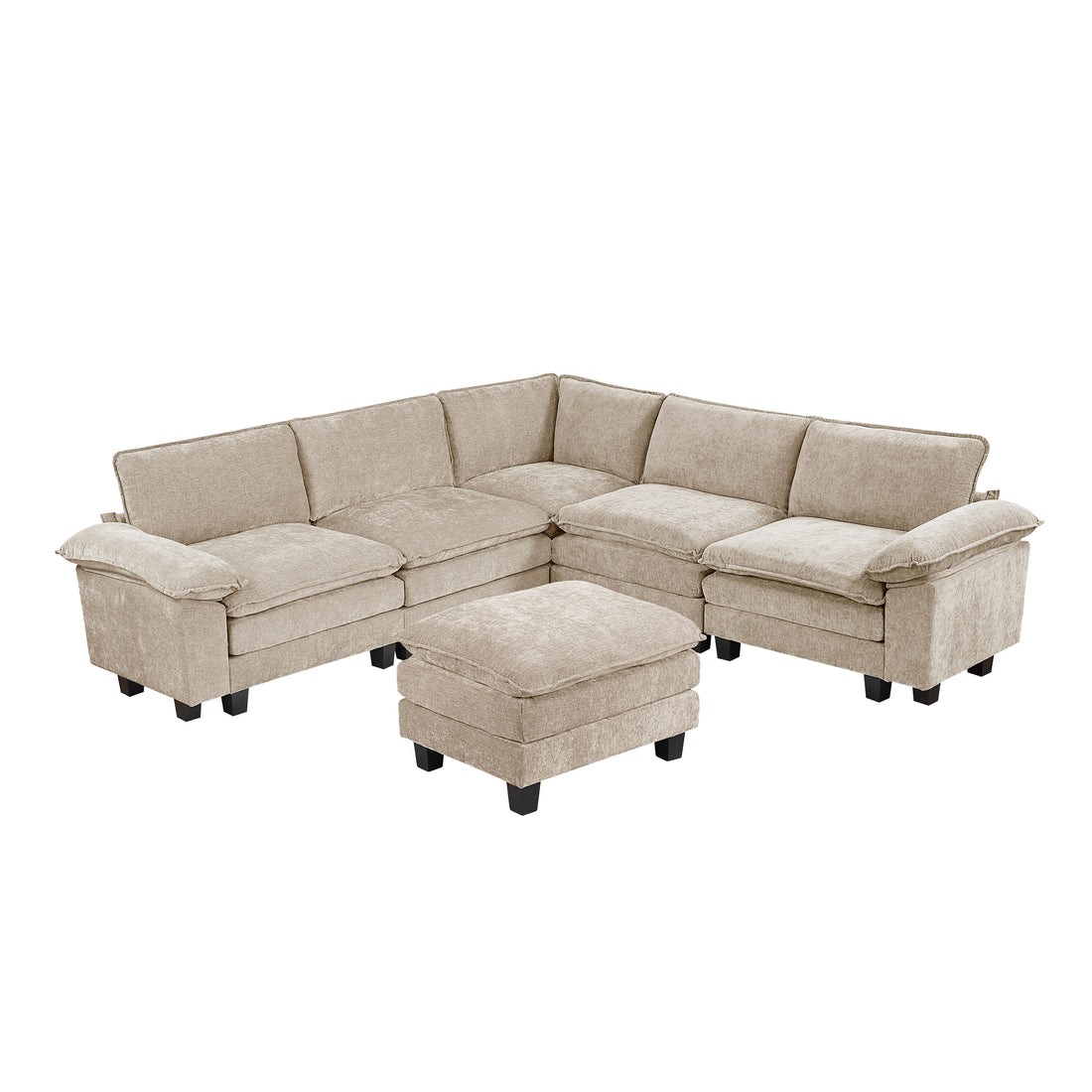 8450TPE*64ACCROT (7)6-Piece Modular Sectional with Ottoman - 8450TPE*64ACCROT