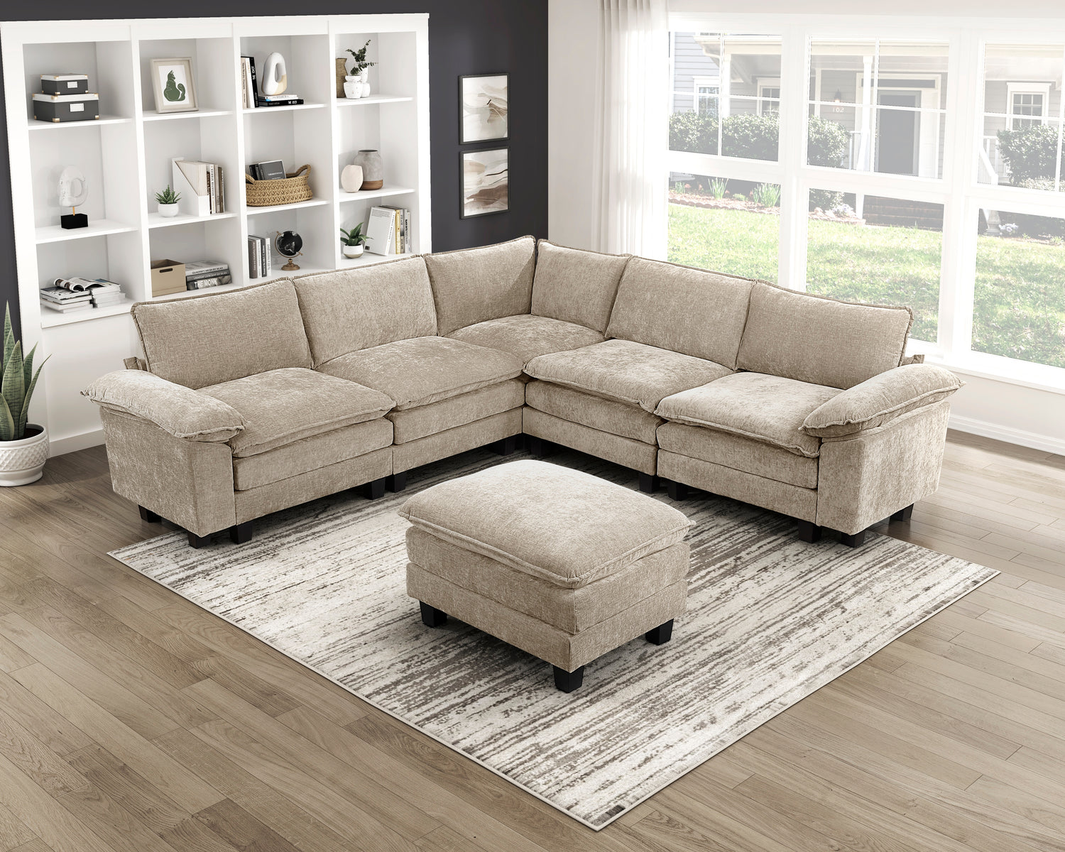 8450TPE*64ACCROT (7)6-Piece Modular Sectional with Ottoman - 8450TPE*64ACCROT