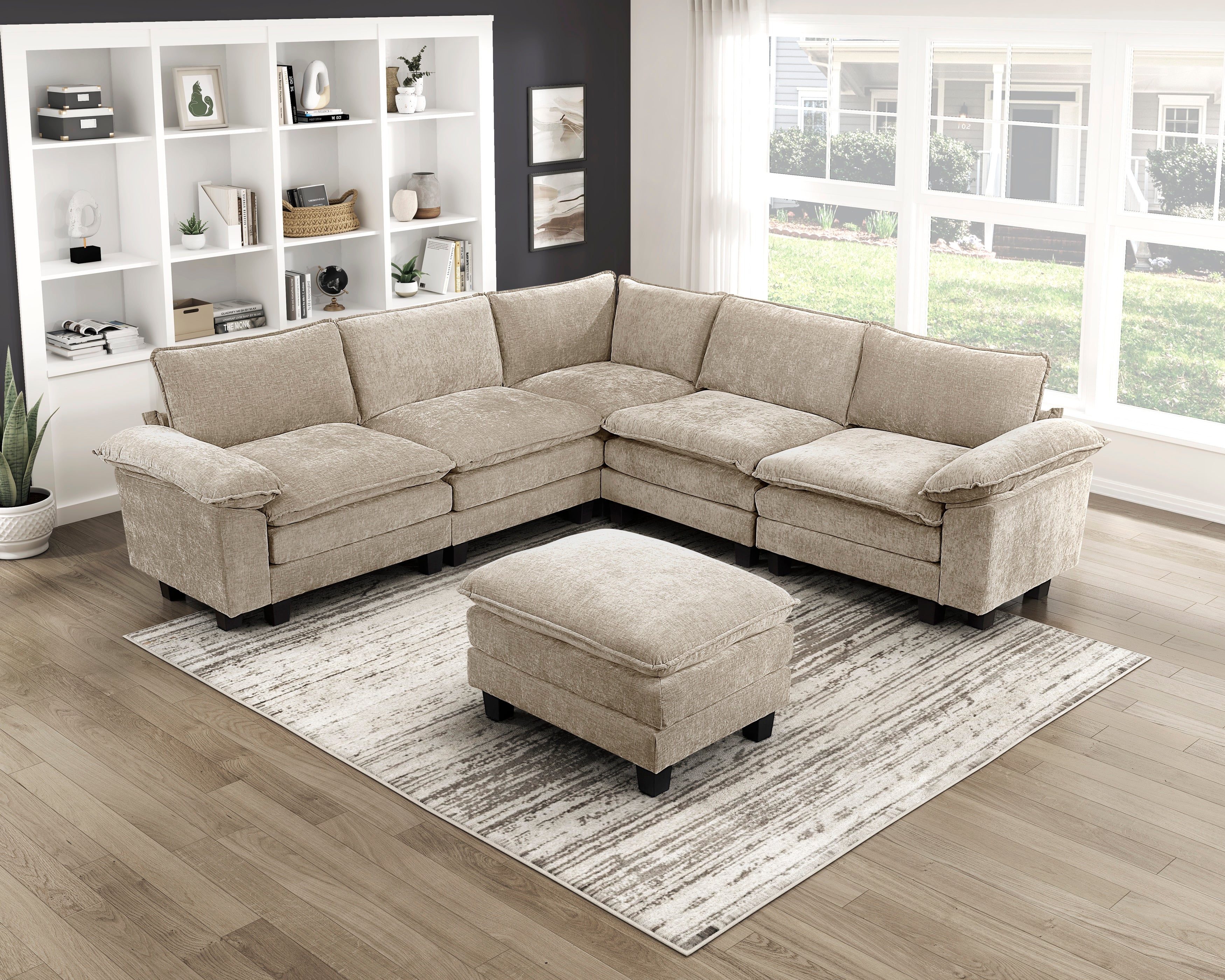 8450TPE*64ACCROT (7)6-Piece Modular Sectional with Ottoman - 8450TPE*64ACCROT