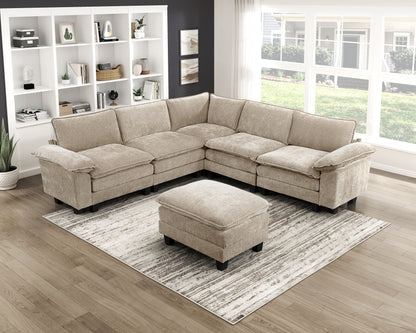 8450TPE*64ACCROT (7)6-Piece Modular Sectional with Ottoman - 8450TPE*64ACCROT