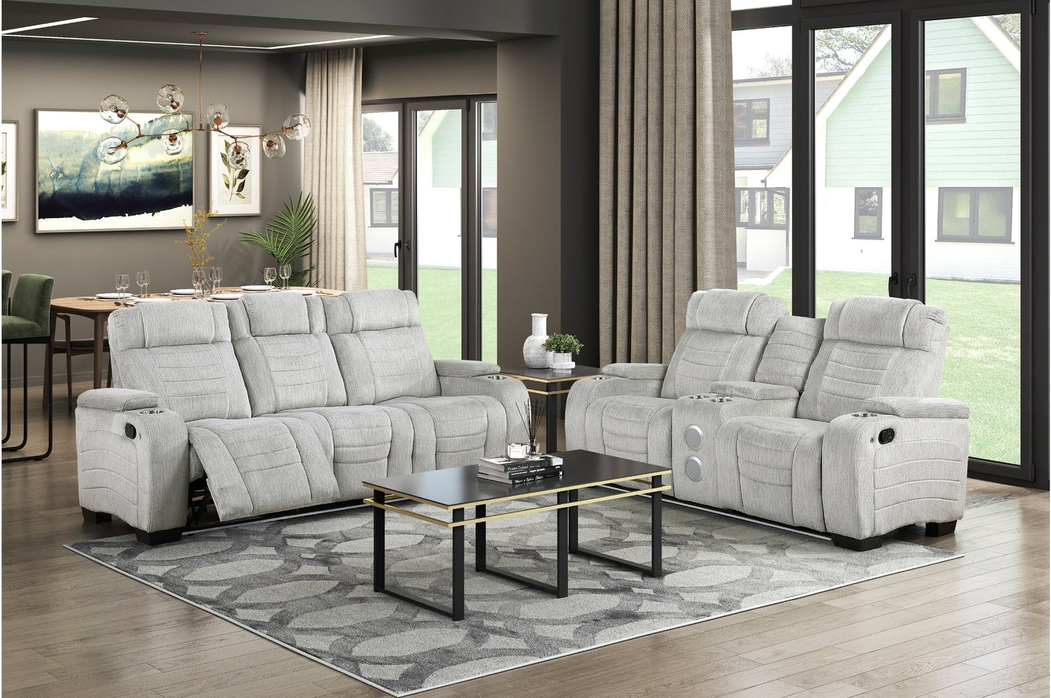 Ronan Light Gray Double Reclining Living Room Set from Homelegance - Luna Furniture