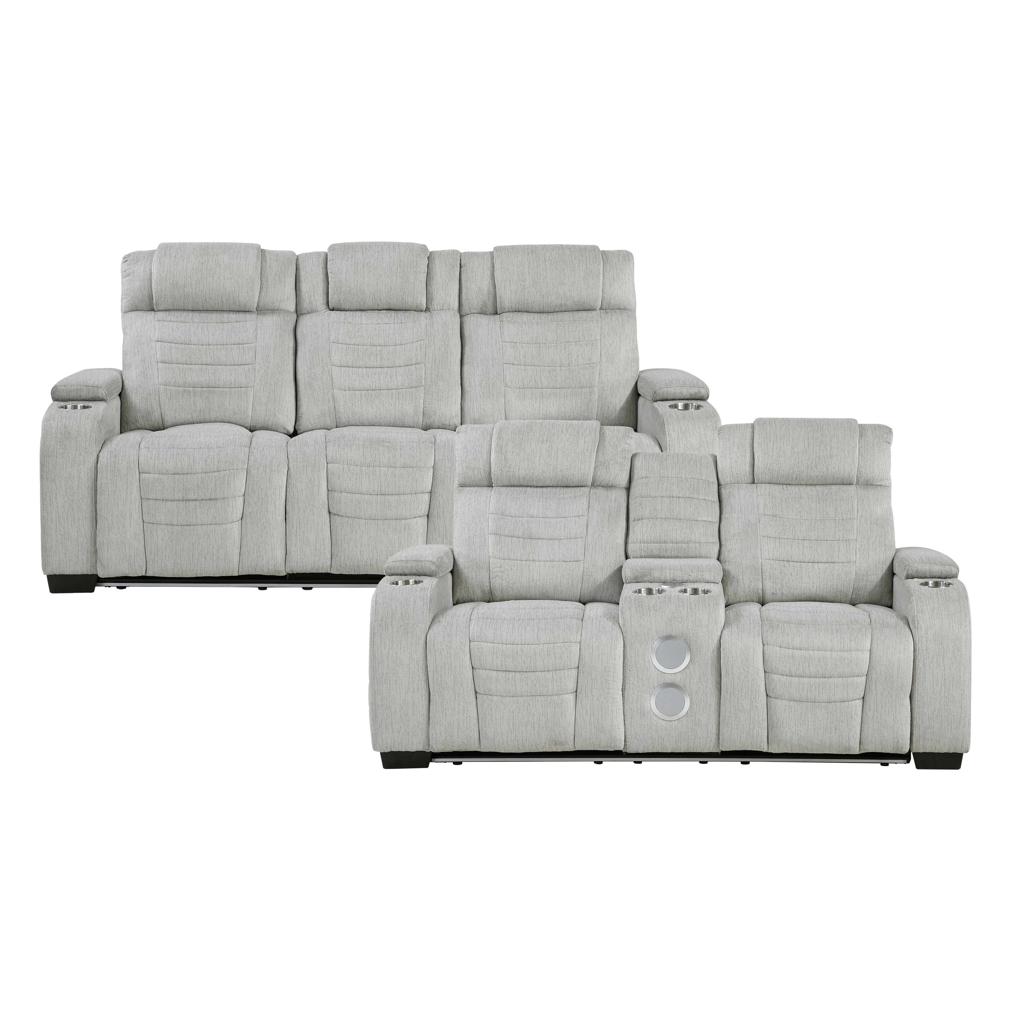 8455GRY*2 2pc Set: Sofa, Love - 8455GRY*2