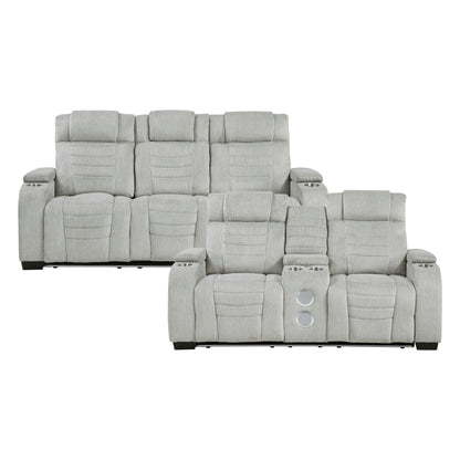 8455GRY*2 2pc Set: Sofa, Love - 8455GRY*2