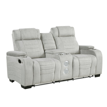 8455GRY*2 2pc Set: Sofa, Love - 8455GRY*2