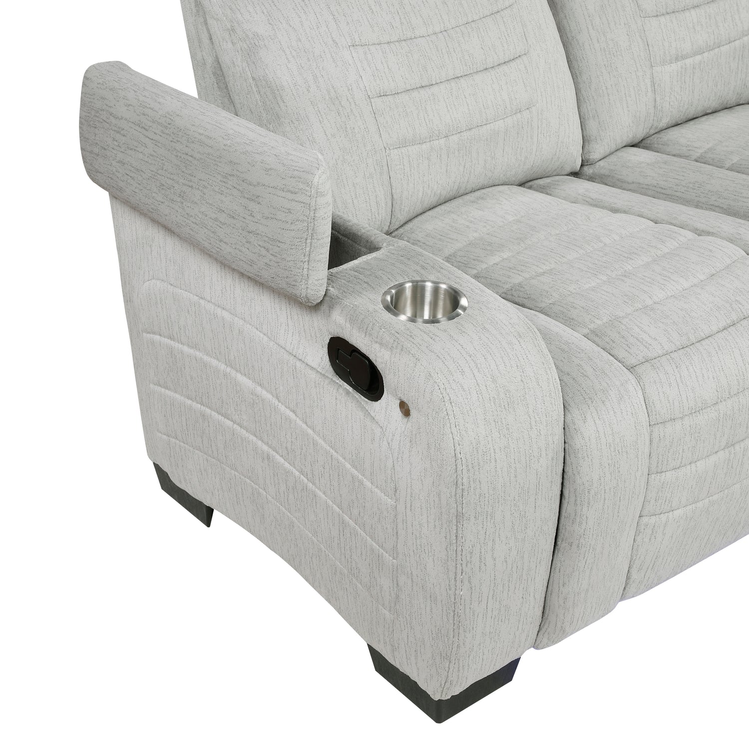 8455GRY-2 Double Reclining Love Seat with Center Console, Wireless Speakers, Storage Arms, Cup holders and LED - 8455GRY-2