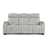 8455GRY-3 Double Reclining Sofa with Center Drop-Down Cup Holders, Storage Arms, Cup Holders, Reading Lights, Magazine Bag, Receptacles, Charging Ports and LED - 8455GRY-3